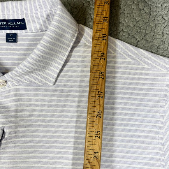 Peter Millar Crown Crafted Polo Shirt XL Tailored Fit Purple Stripe MS25XK56E - Picture 6 of 9